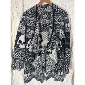 Iron Fist Skull Women's Lg Gothic Wrap Black Cardigan Sweater